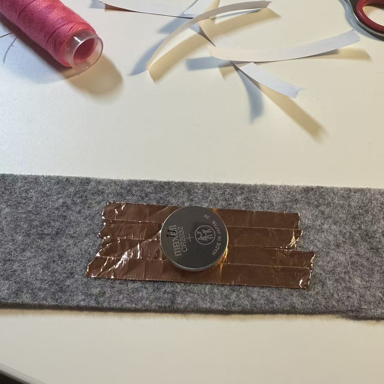 And I did not have the conductive fabric so I used the conductive tape instead