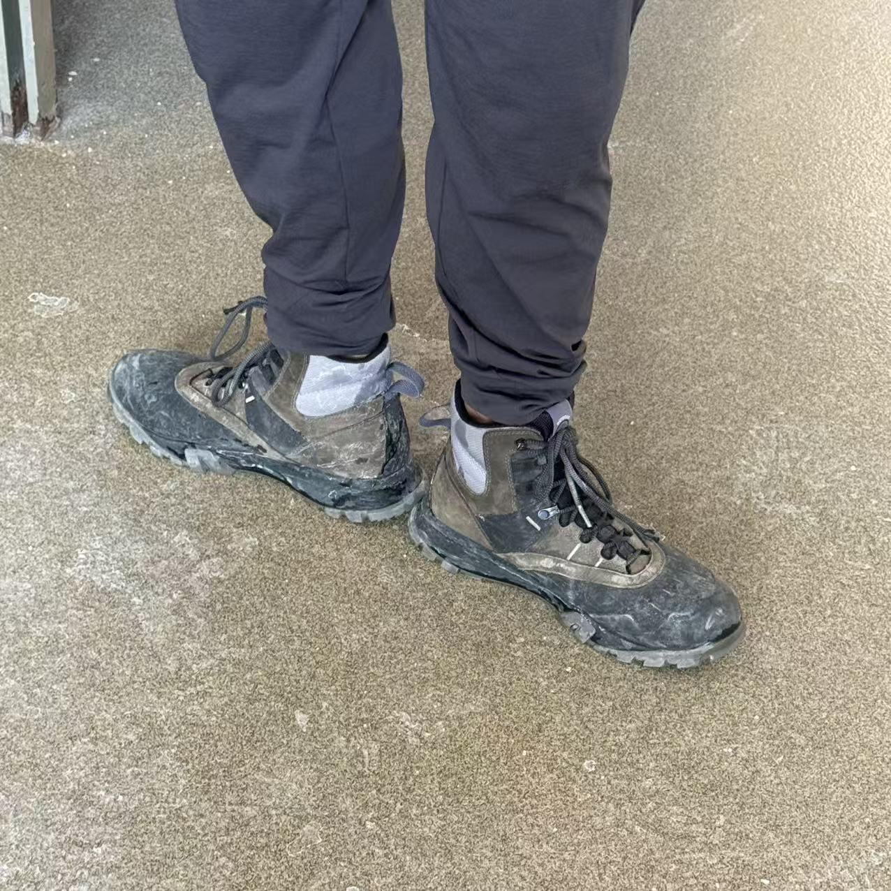 The sound of wet footsteps