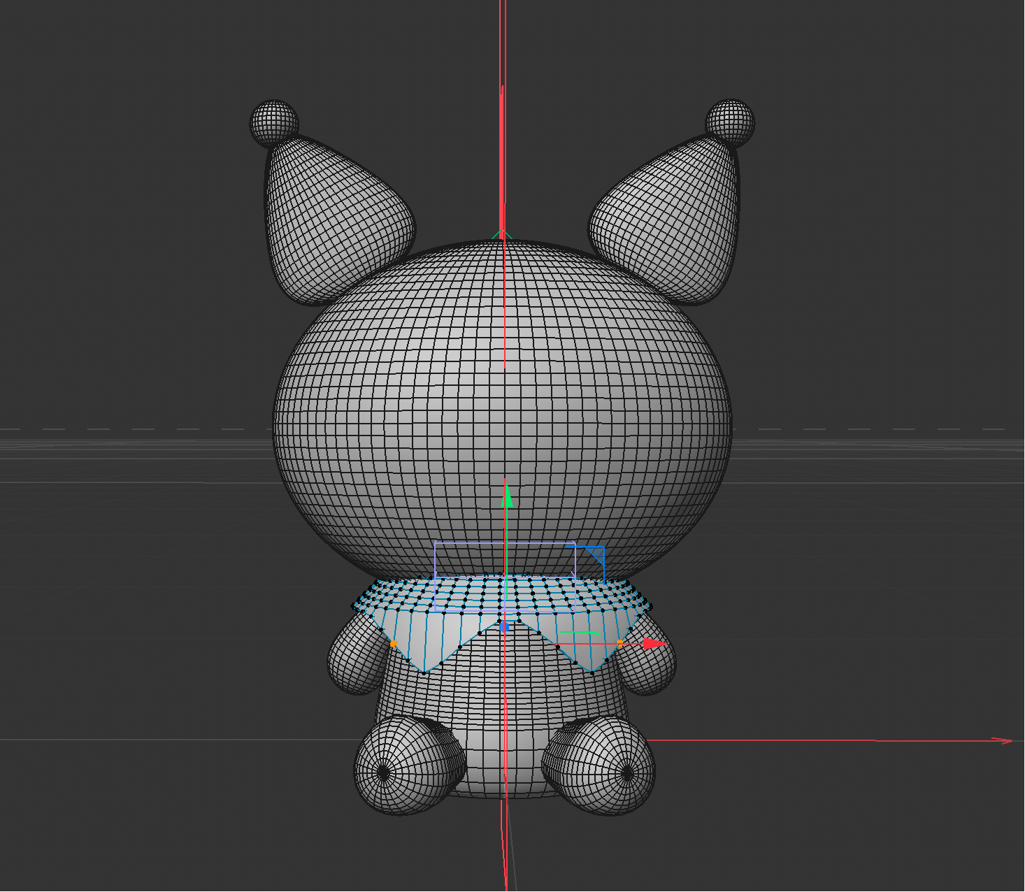 kuromi doll C4D modeling try angle 1, the front view