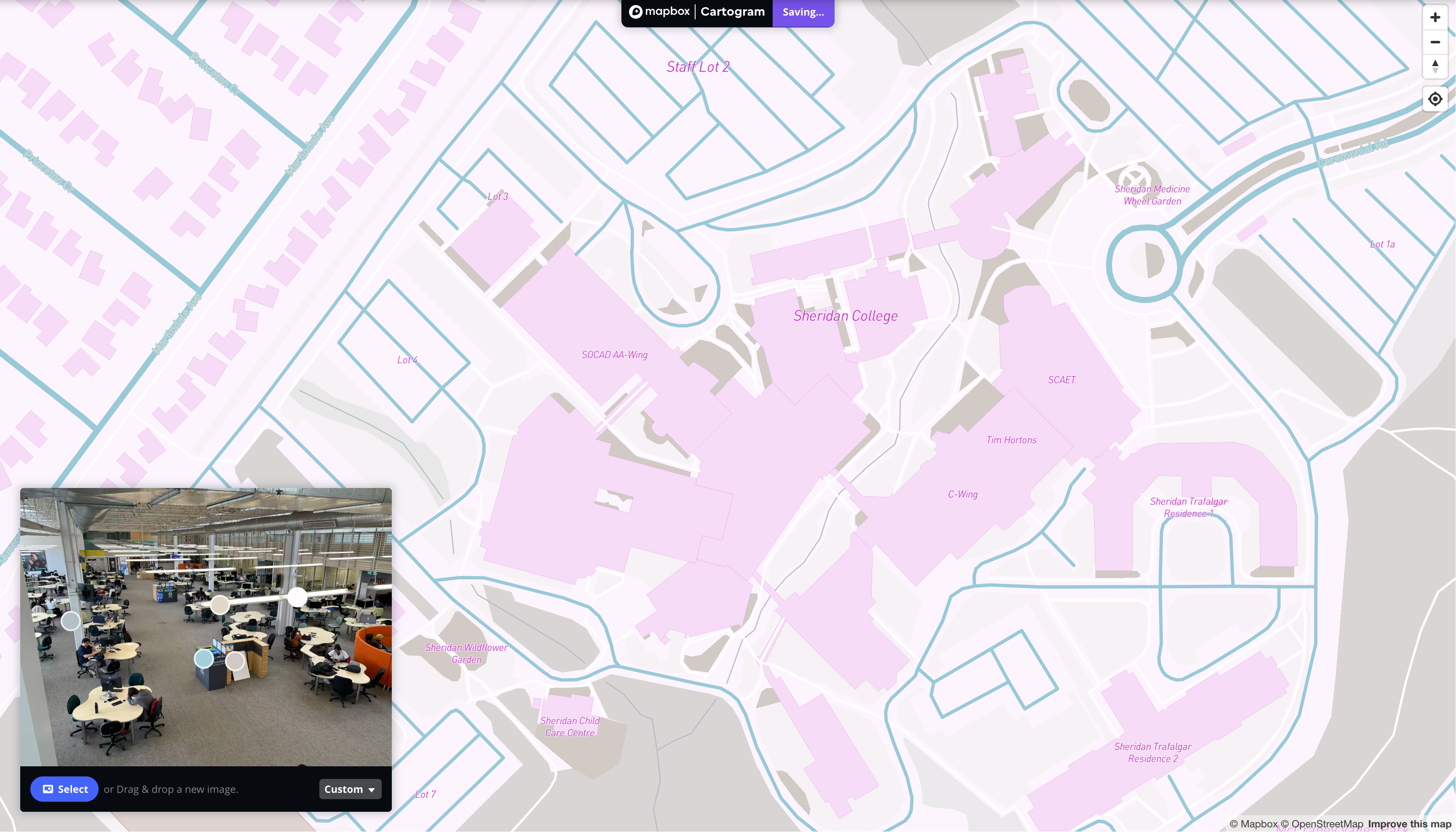 This is a map I styling with the image of an interior place that is located in C wings in Sheridan in Mapbox
