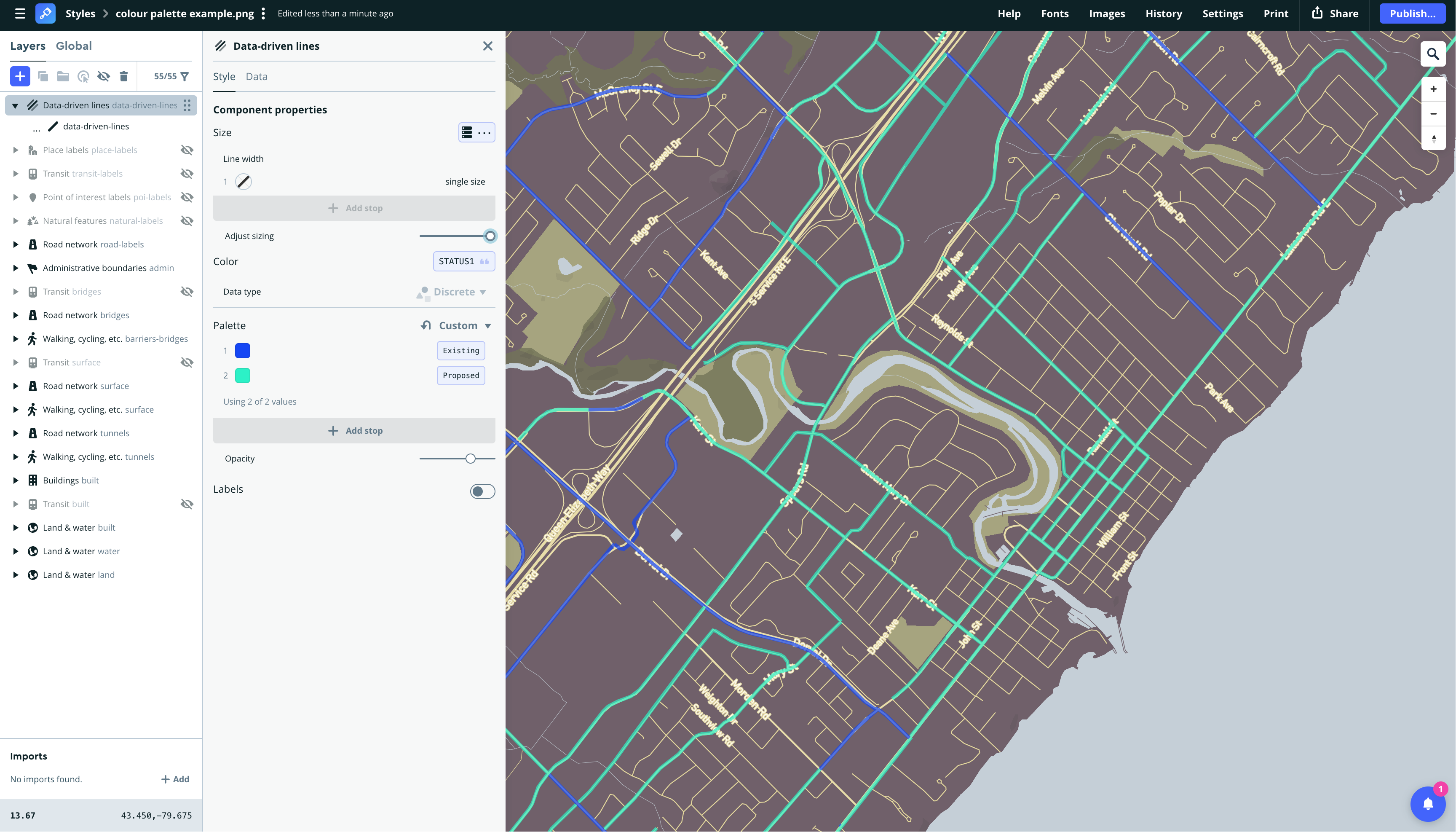 I followed the tutorial video 2 to adjust the thickness and colour of the lines