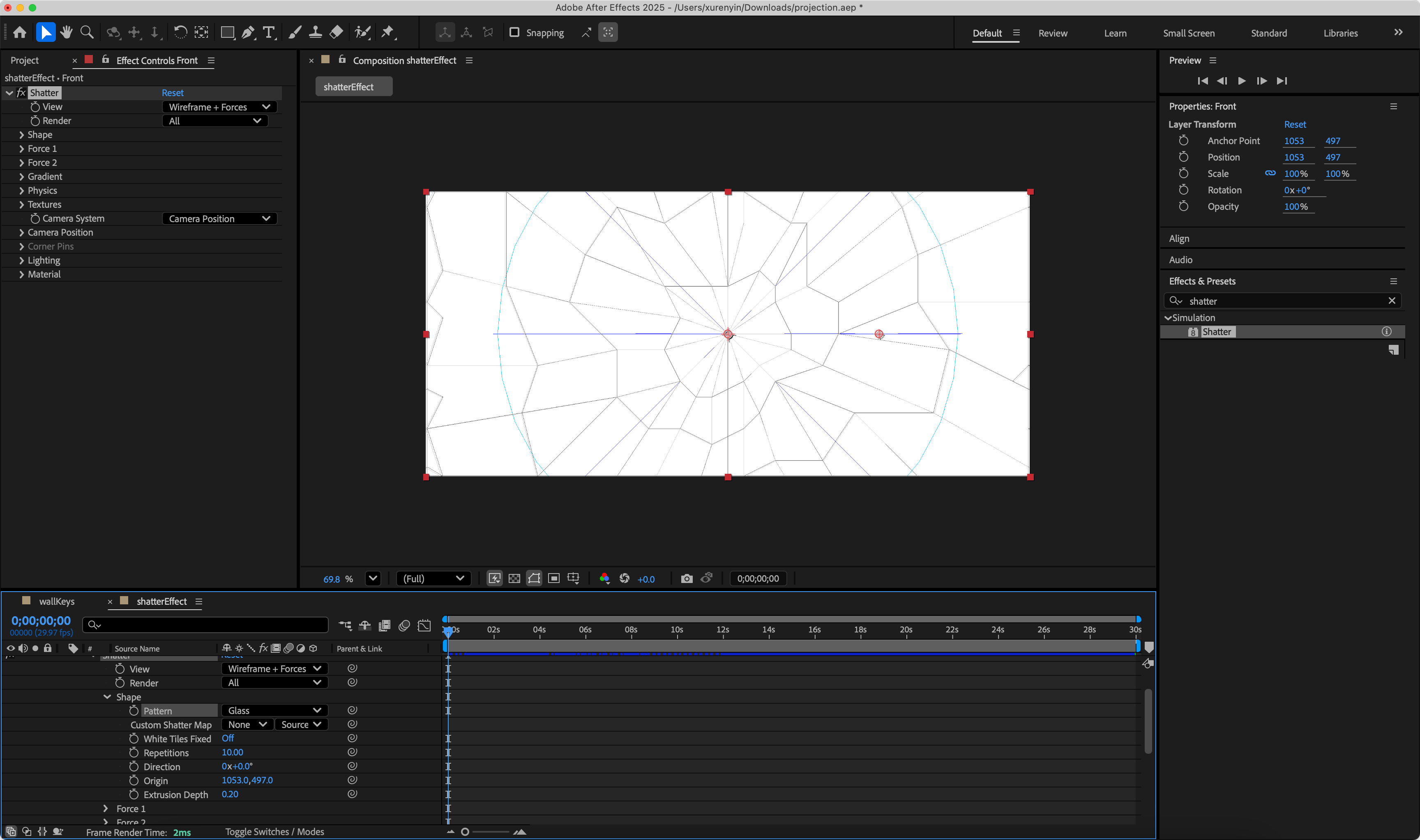 I add shatter effect to my front layer