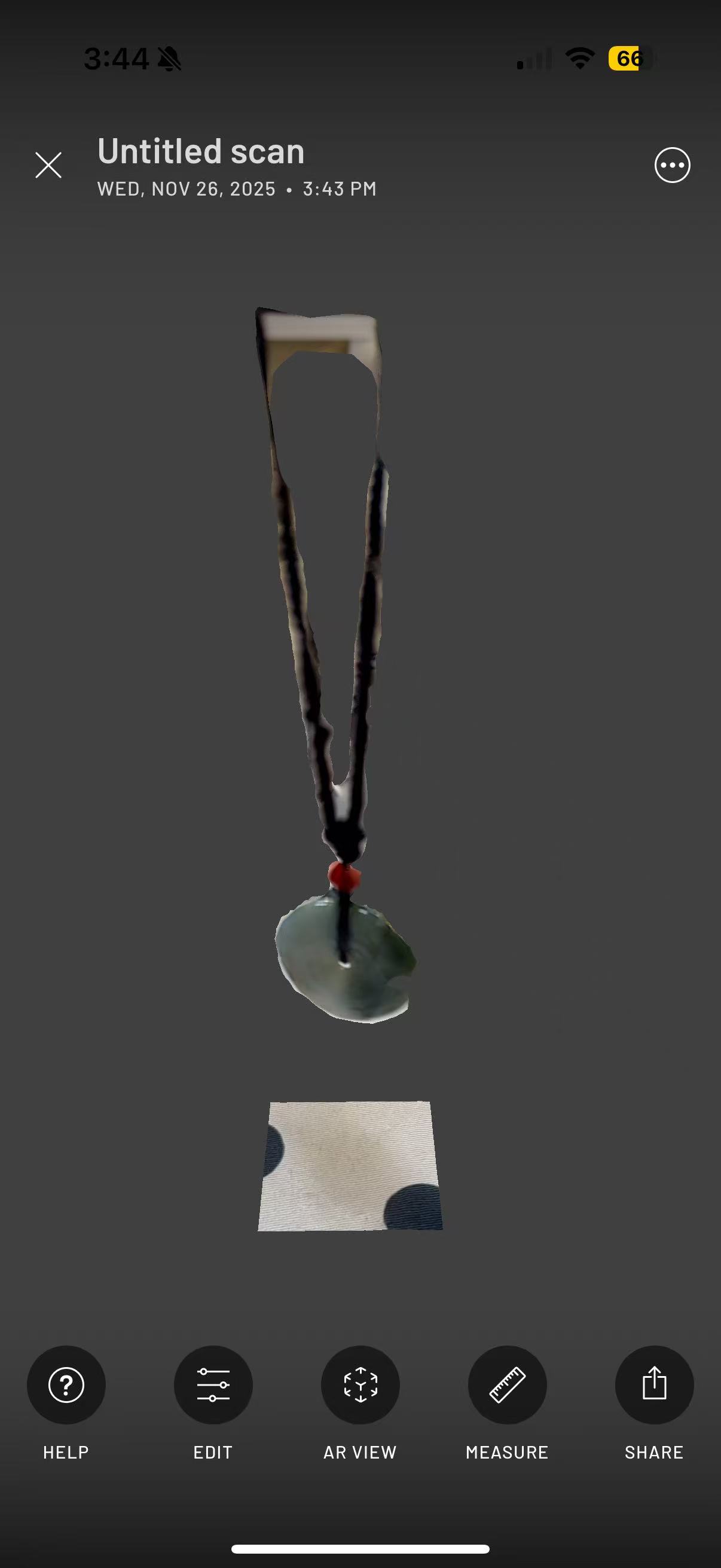 I tried to scan my jade necklace but it also did not go well